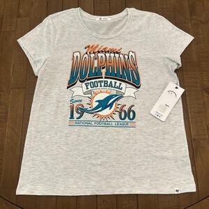 '47 Brand Miami Dolphins Short Sleeve Relay Grey Shirt Size Women's Large NWT